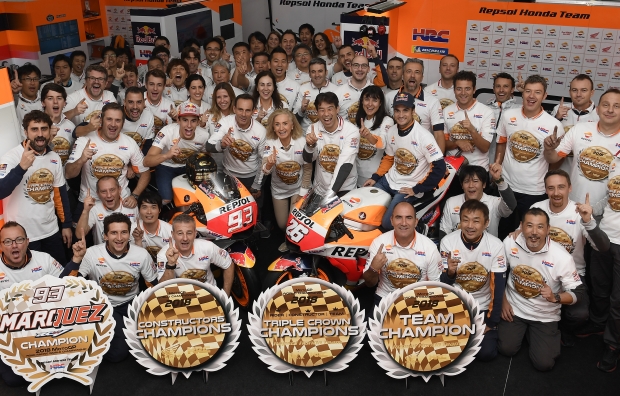 Honda won the MotoGP Triple Crown 2018 in soaked Valencia at Dani Pedrosa's last race