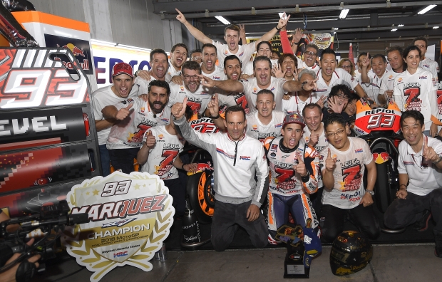 Marc Marquez was crowned world champion in Motegi in 2018