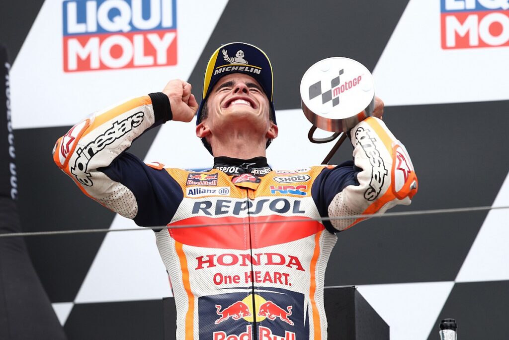 Marc Marquez celebrates incredible comeback win