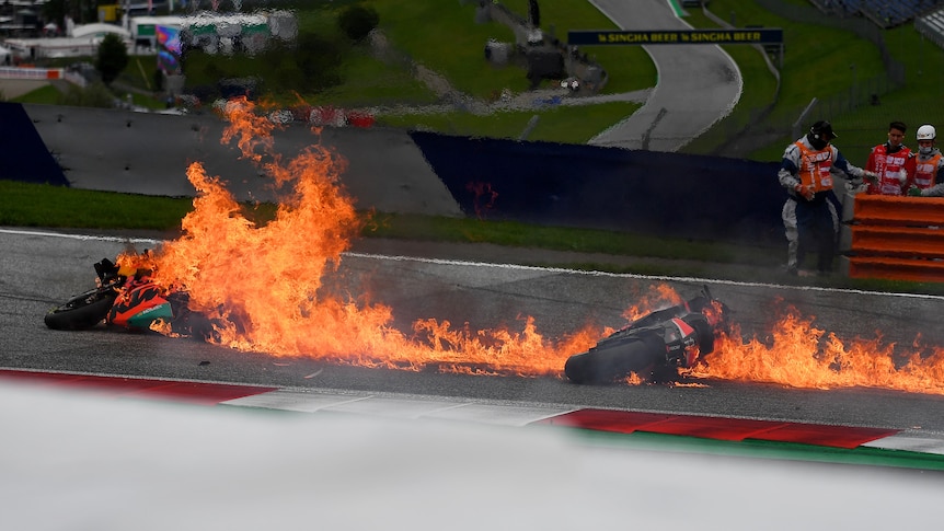 Styria MotoGP exposed with red flag after Dani Pedrosa and Lorenzo Savadori's motorcycles went up in flames