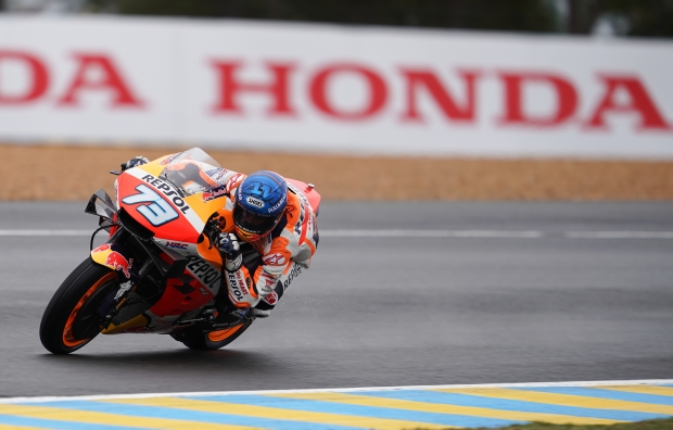 Alex Marquez quickly revs up in damp Le Mans