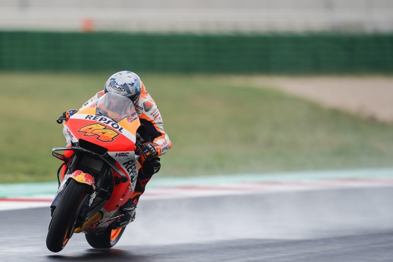 Espargaro leads Repsol Honda Team on dry to wet Misano Friday