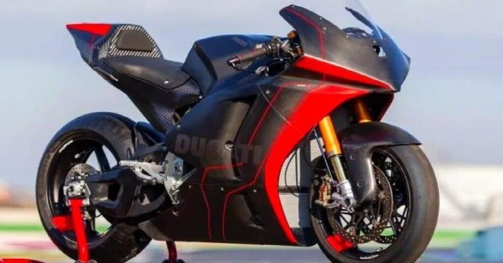 This is how the Ducati MotoE bike rides on a racetrack