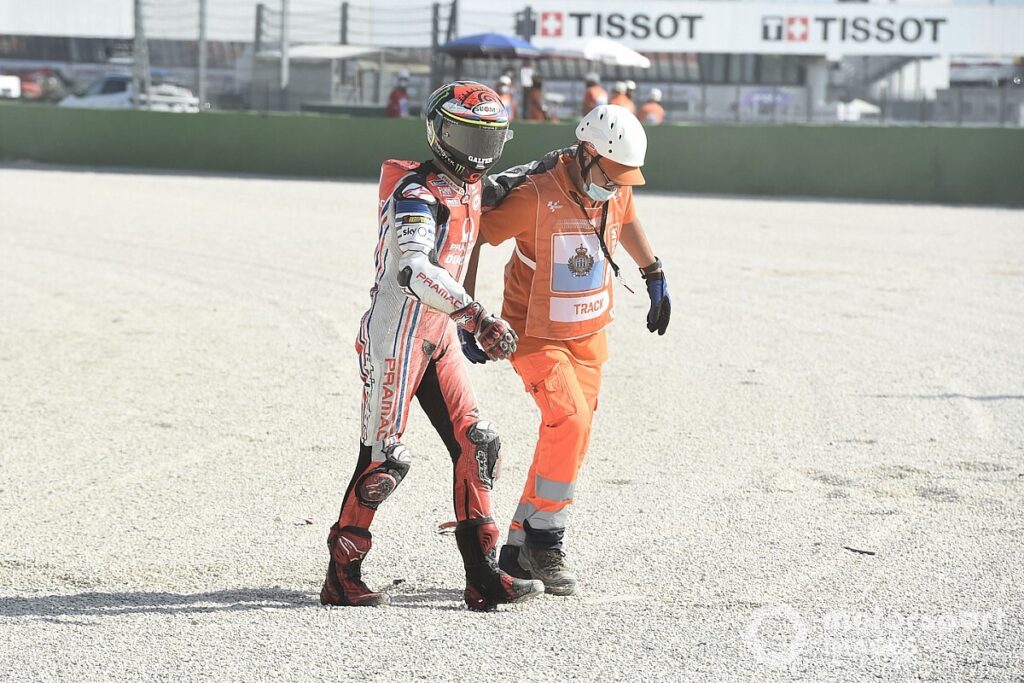 Bagnaia insisted the crash by the MotoGP leaders was caused by debris