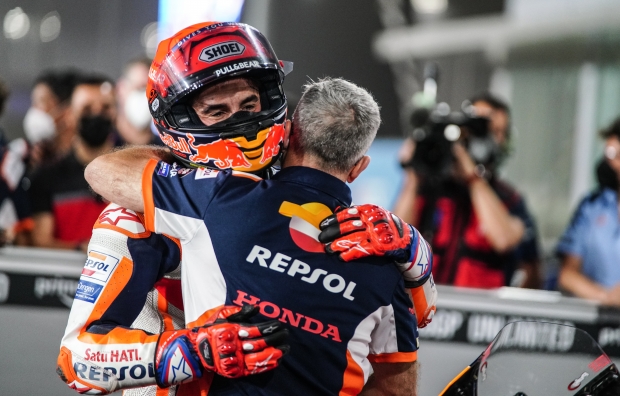 Front two rows of the grid for the Repsol Honda Team at Lusail