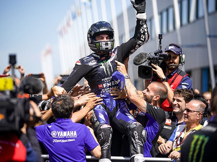 Maverick Vinales earned his first victory of the season Sunday at TT Circuit Assen.  (Yamaha Photo)