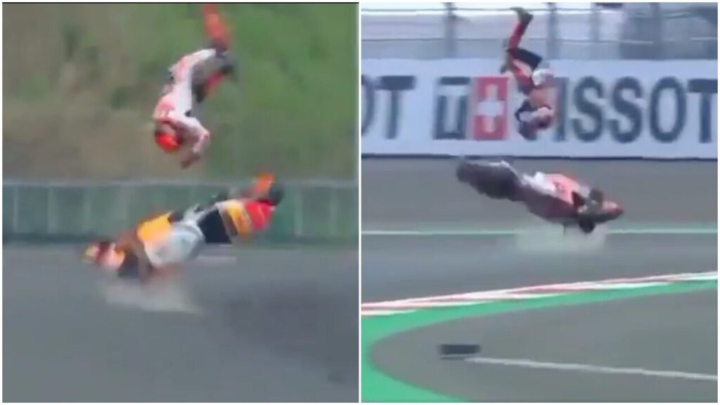 MotoGP rider flung off bike in worrying incident