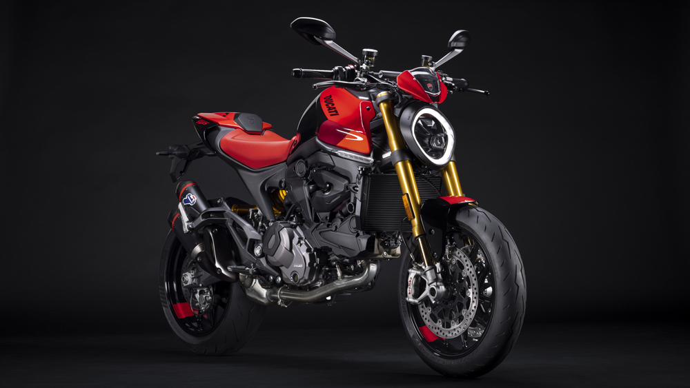 The 111 hp Ducati Monster SP motorcycle.