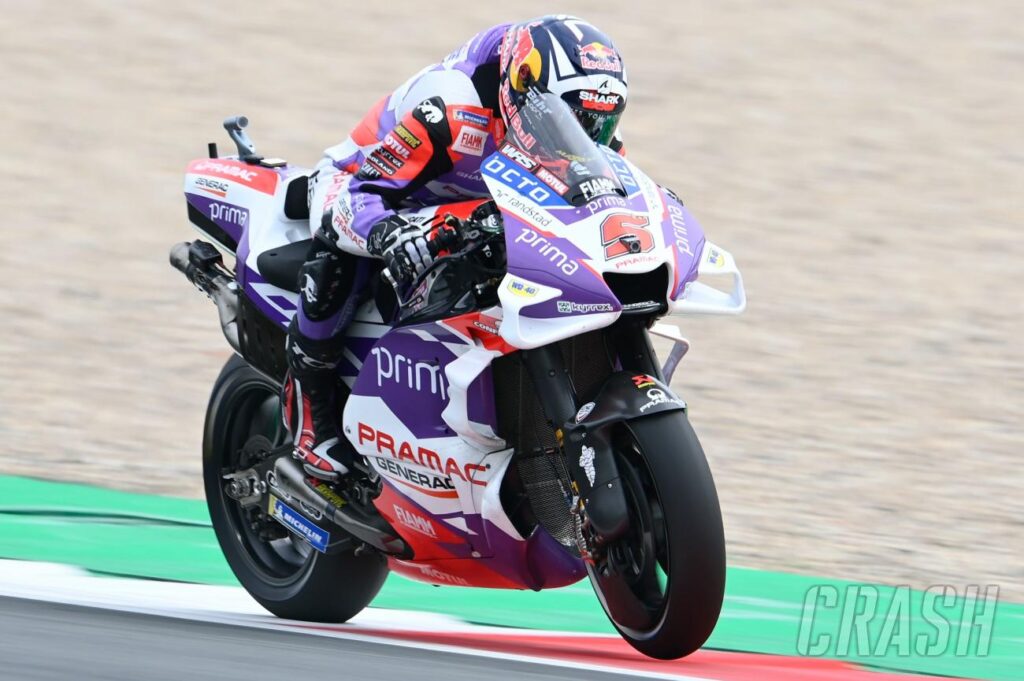 British MotoGP: Johann Zarco and Francesco Bagnaia recover from early crashes to lead Ducati 1-2 in FP1 |  MotoGP