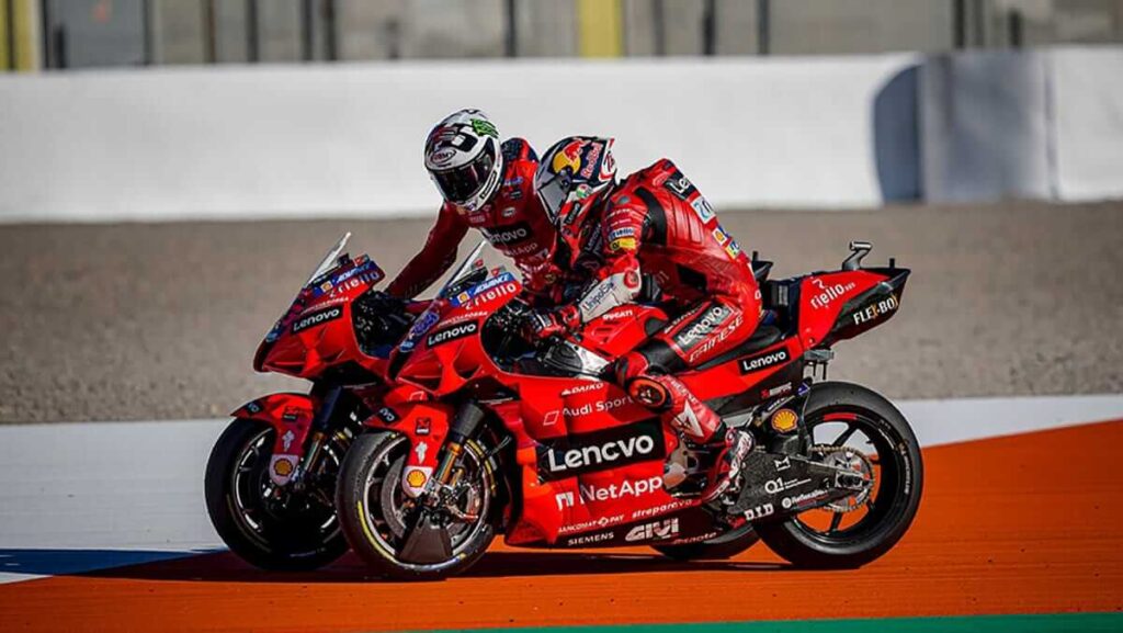 Ducati triumphs at Valencia with its first historic podium lockout in MotoGP.  Pecco Bagnaia wins the Valencia GP ahead of Jorge Martin and Jack Miller