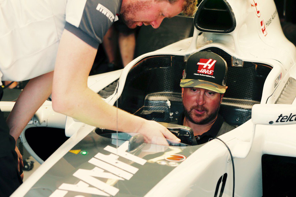 Kurt Busch gets acquainted with Haas F1 car in Baku - MotorSportsTalk